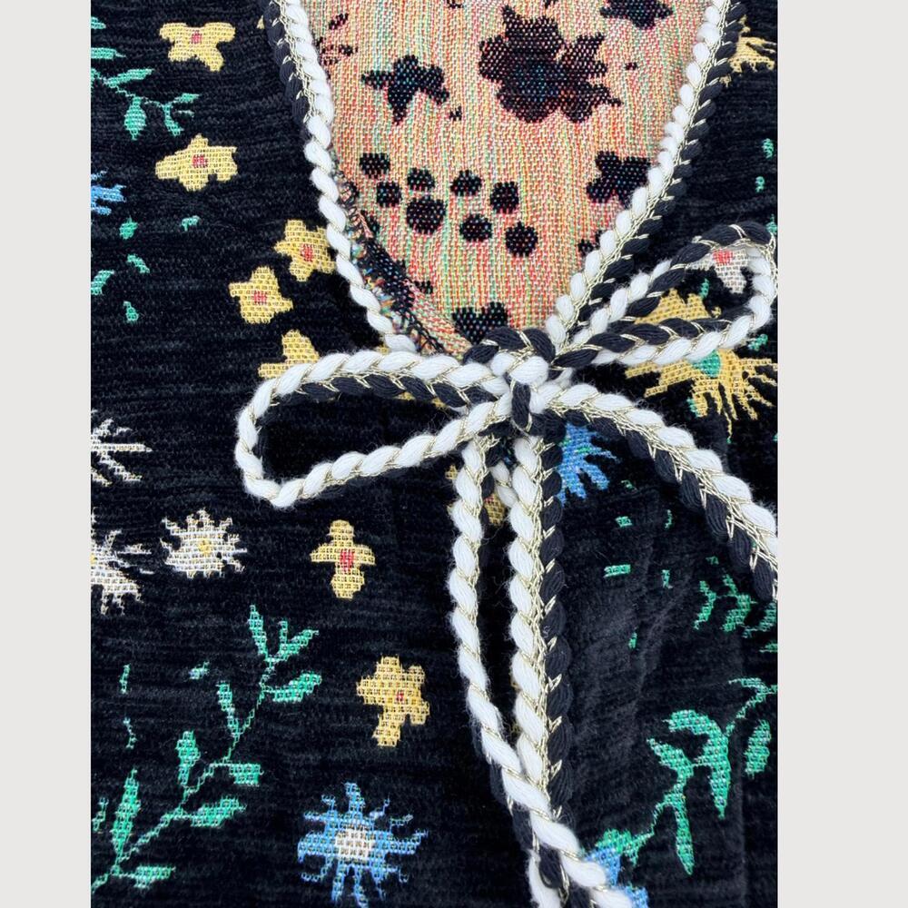 Gorglitter Vest Embroidered Boho Floral Black M - Picture 8 of 8